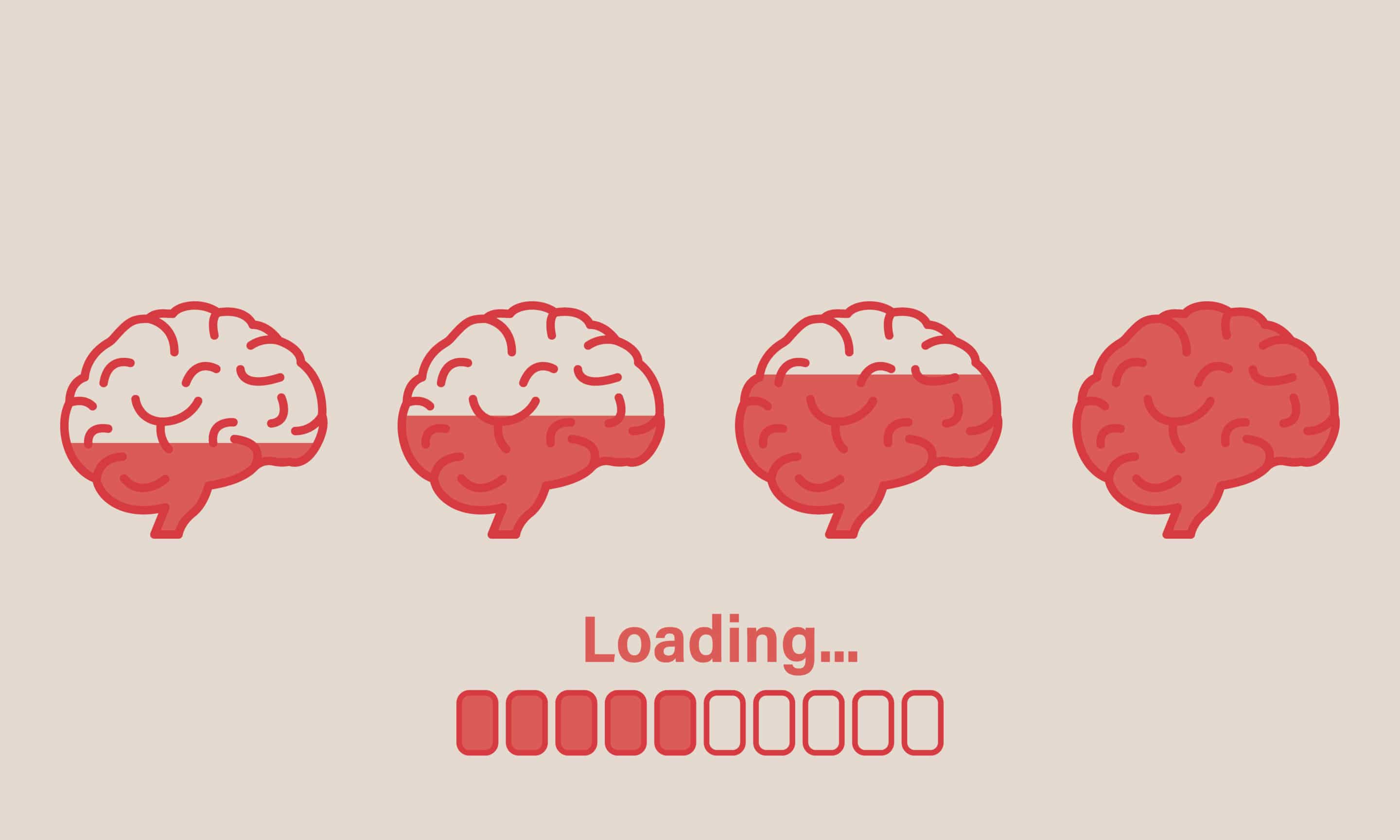 Loading Brain Icon. Progress Loading Bar of Wisdom. Brain Boost